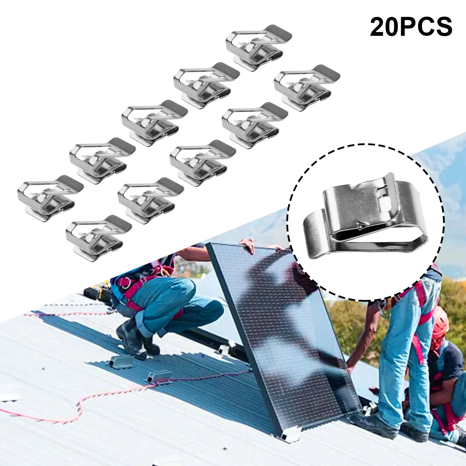 20/50/100Pc Stainless Steel Solar PV Cable Clips Cable Clamp Edge Clip Solar Cable Value Pack Cable Tie Clip For 4-corner 2-core