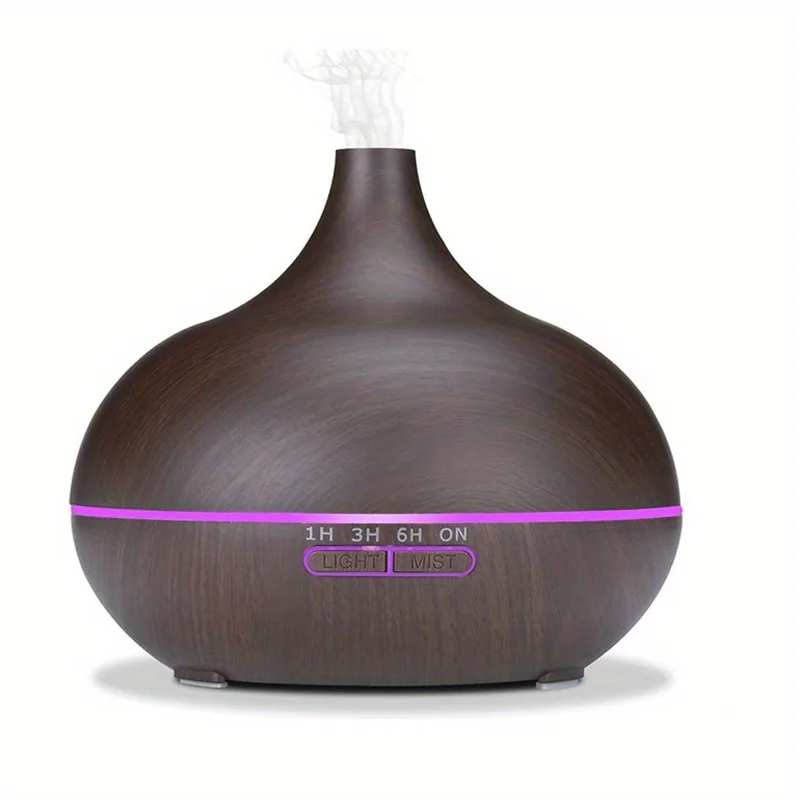 550ml Ultrasonic Cool Mist Wood Grain Humidifier - USB-Powered, Energy-Efficient for  & Office, Perfect Gift Idea