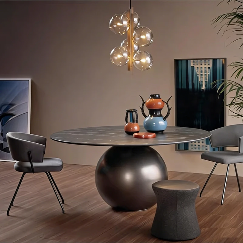 km- Luxury Marble Dining Table Stainless Steel Base Modern Minimalist Restaurant Home Small Apartment High-End Dining Table%