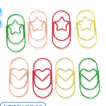 

24pcs Creative Heart Star Shaped Metal Paper Clips Decorative Bookmark Clips For Office Document Organization