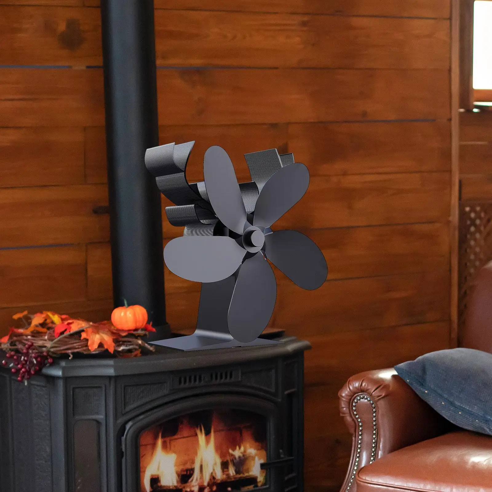 

Xmas Wood Burning Stove Fan Fireplace Fan with Heat Powered Eco Friendly