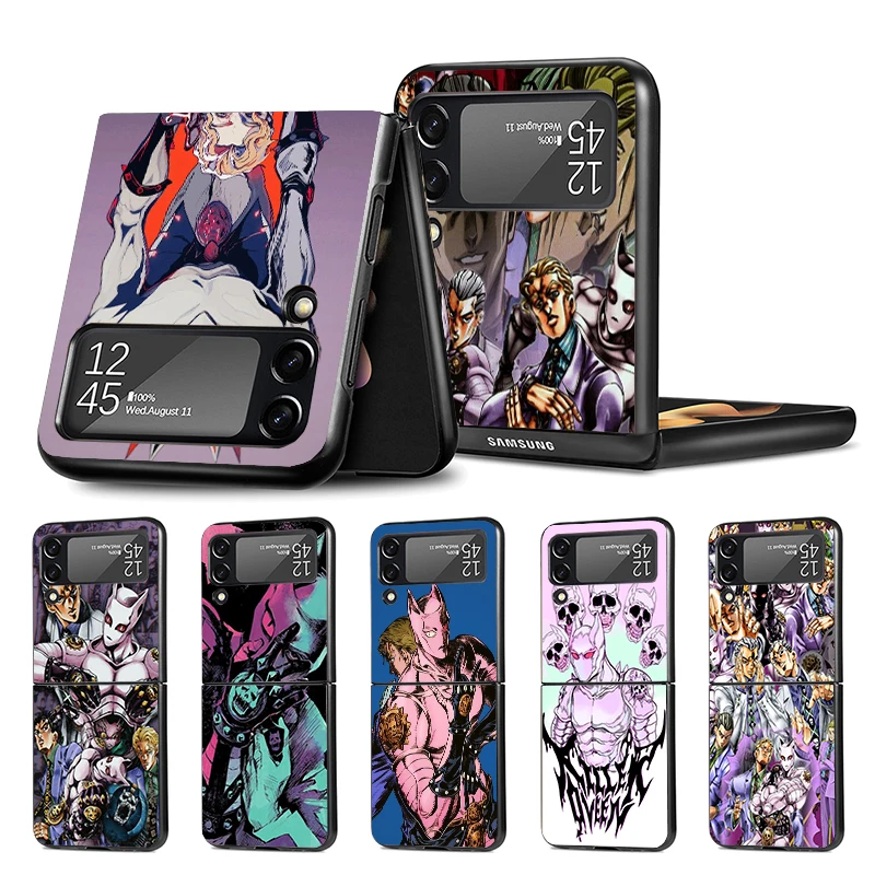 Anime JoJo Killer Queen Z Flip 4 Z Flip 4 Phnoe Case For Samsung Z Flip 3 5 5G Black Hard Shell Galaxy ZFlip3 ZFlip4 ZFlip5 Uniq