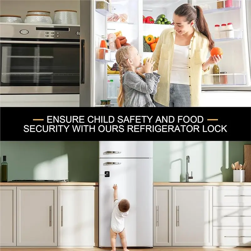 MACH-Fridge Lock, Refrigerator Lock For Freezer, And Drawers, Closets, Doors, With Adhesive Backing, Easy Install, 3PCS