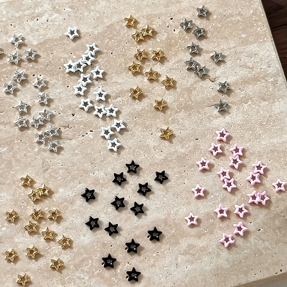 5PCS Hollow Five‑Pointed Star Nail Charms 3D Multi‑Color Hollow‑Out Pentagram Nail Decorations Y2K Style Manicure DIY Supplies *