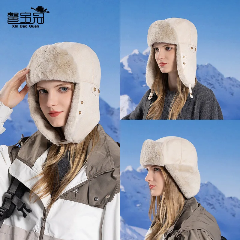 

Winter Fleece-lined Cold Hat Children Men Outdoor Windproof Earflaps Slipover Hat Thickened Thermal Lei Feng Cap