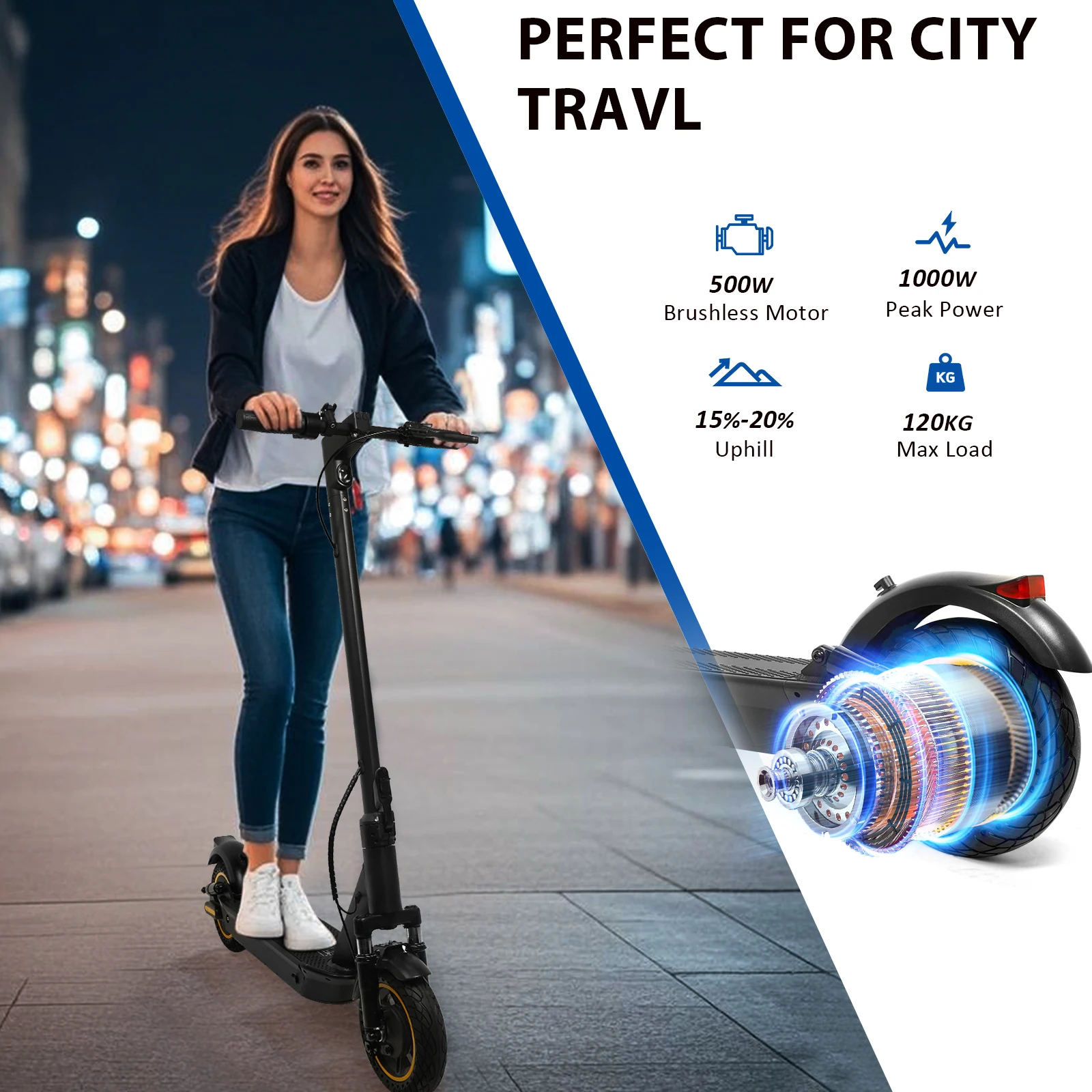 2025 Design Adults Electric Scooter 8.5/10 Inch Explosion Proof Tire IP65 Waterproof Scooter Electric 350W/500W 5-28Mile Range