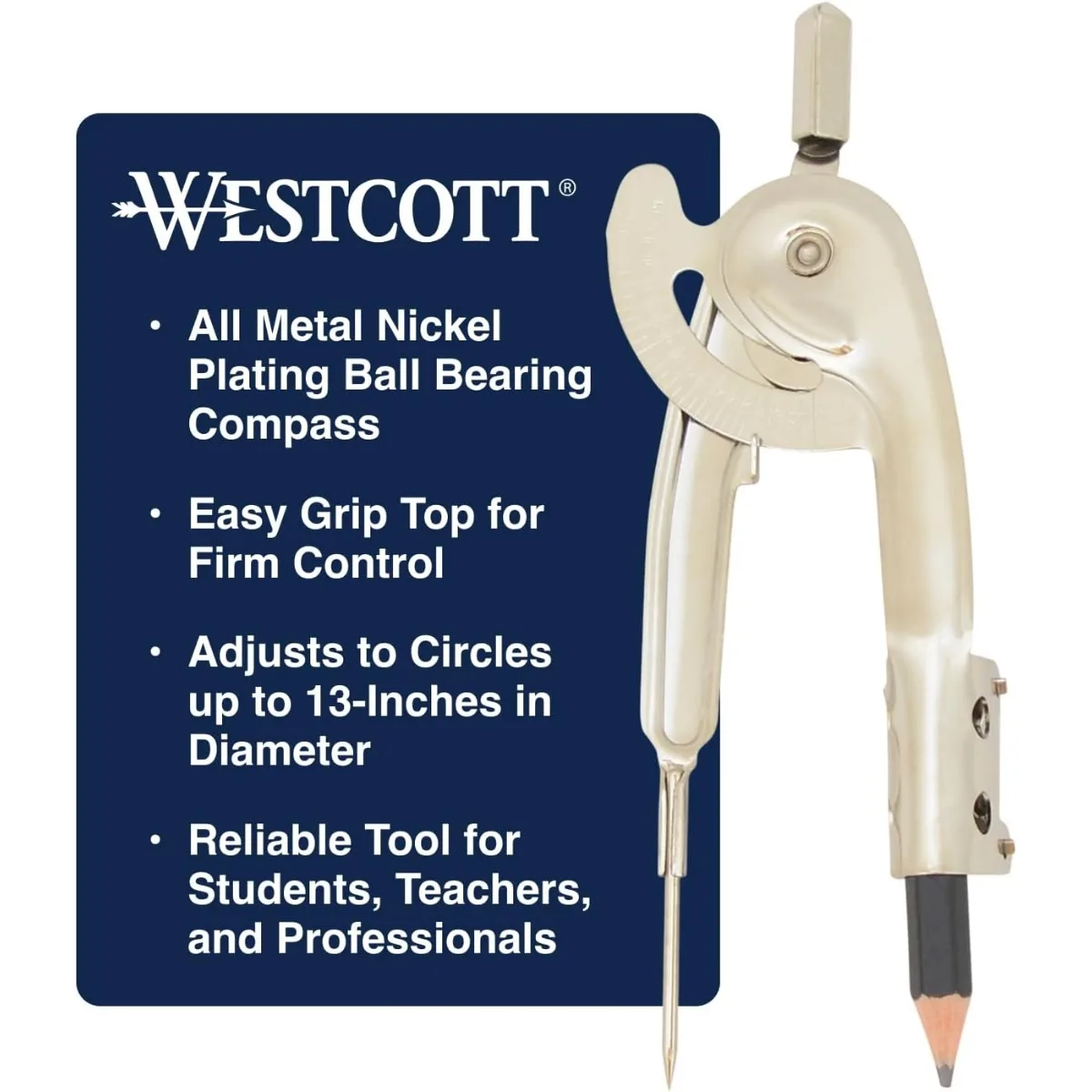 بوصلة صياغة مطلية بالنيكل مع قلم رصاص، تصميم محمل كروي للطلاب والمهندسين