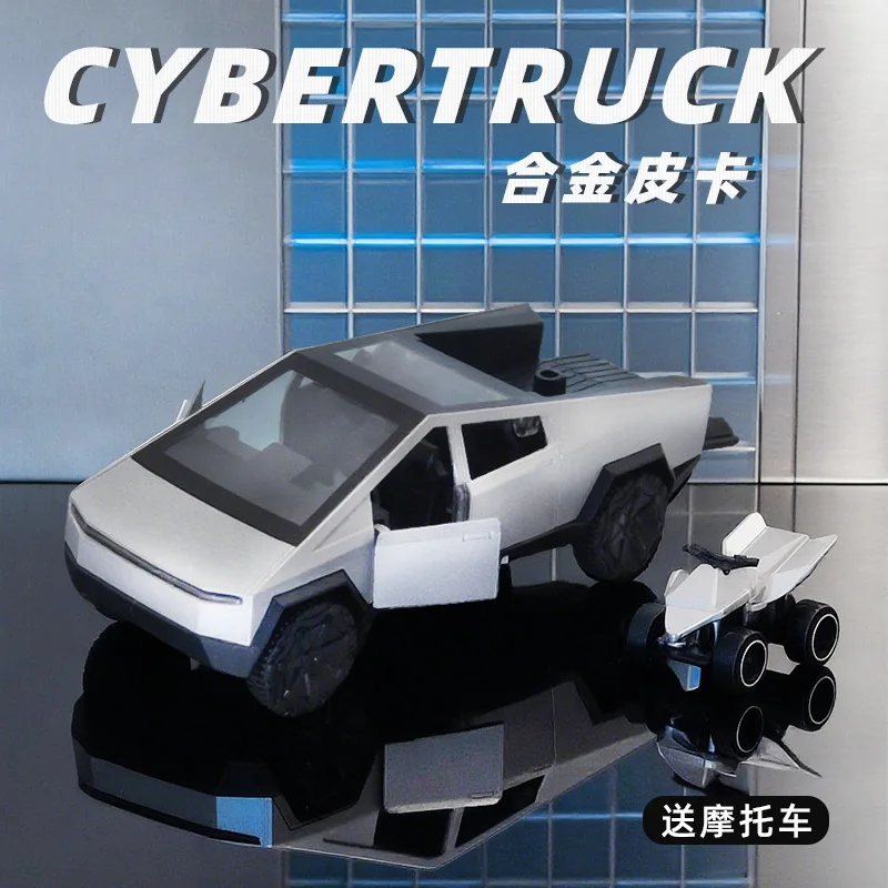 

1/36 пикап с небольшим мотоциклом, внедорожная модель автомобиля из сплава, металлическая игрушка для мальчиков