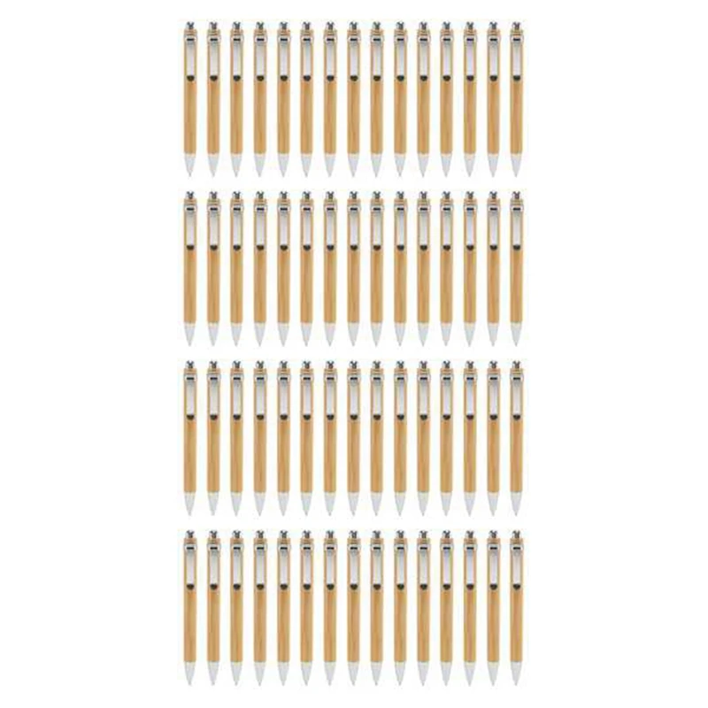 

60Pcs Bamboo Ballpoint Pens Black Ink 1Mm Pen For Men Women Employee Writing Signature Journaling Home Office School