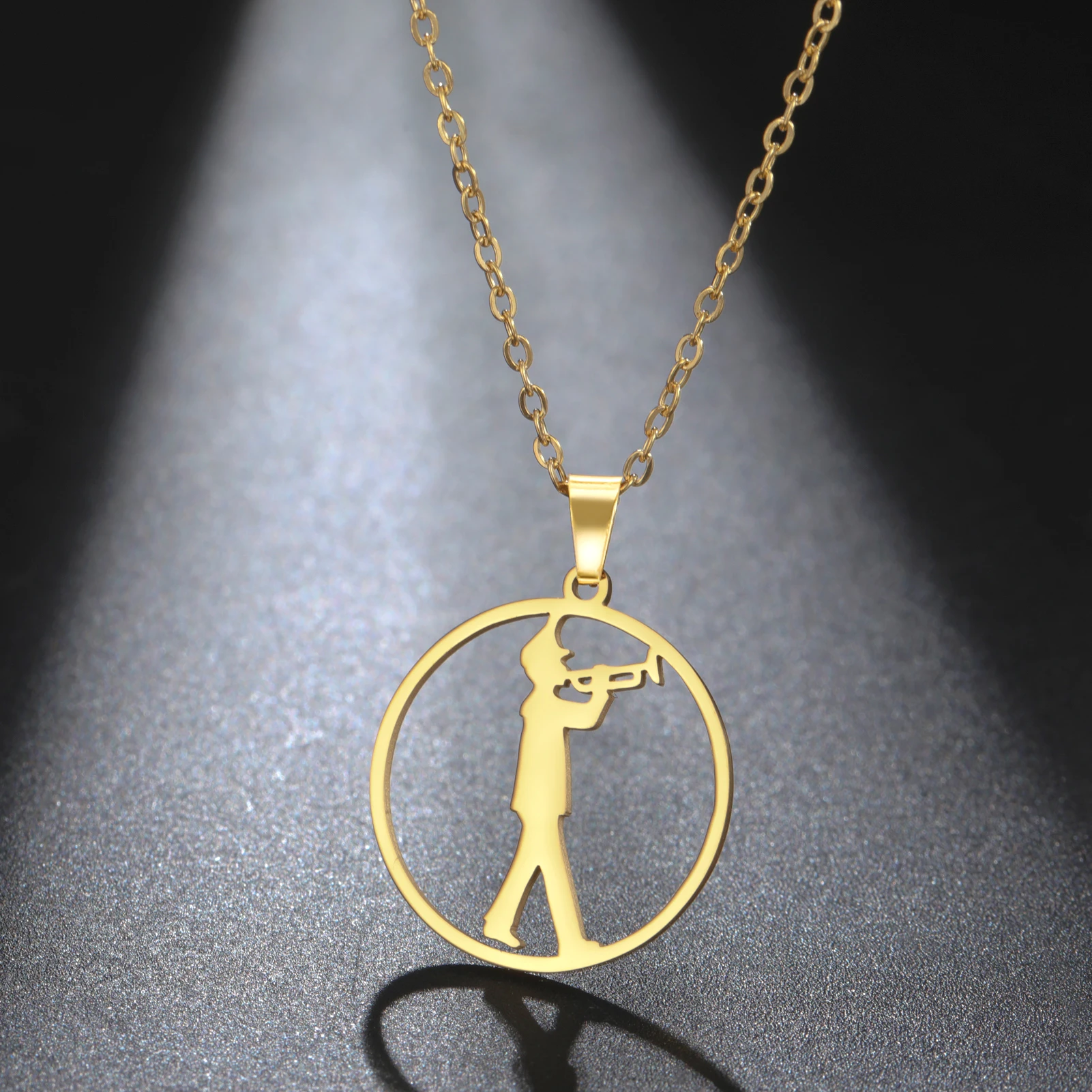 

Amaxer Personality Stainless Steel Musical Instrument Trumpet Pendant Necklace for Men Woman Gold Silver Color Jewelry Gifts