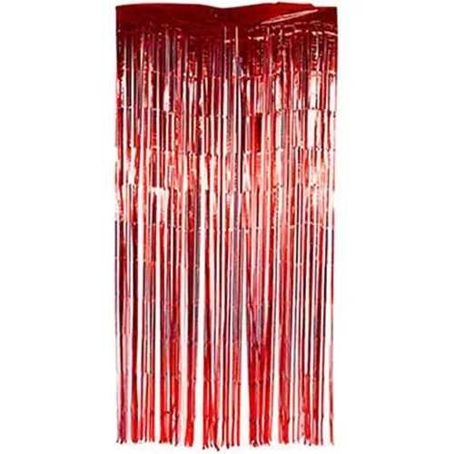 Happyland 1 PCs Christmas Silvery Long Red 2m Door Party Curtain Bright Wall Tassel Ornament