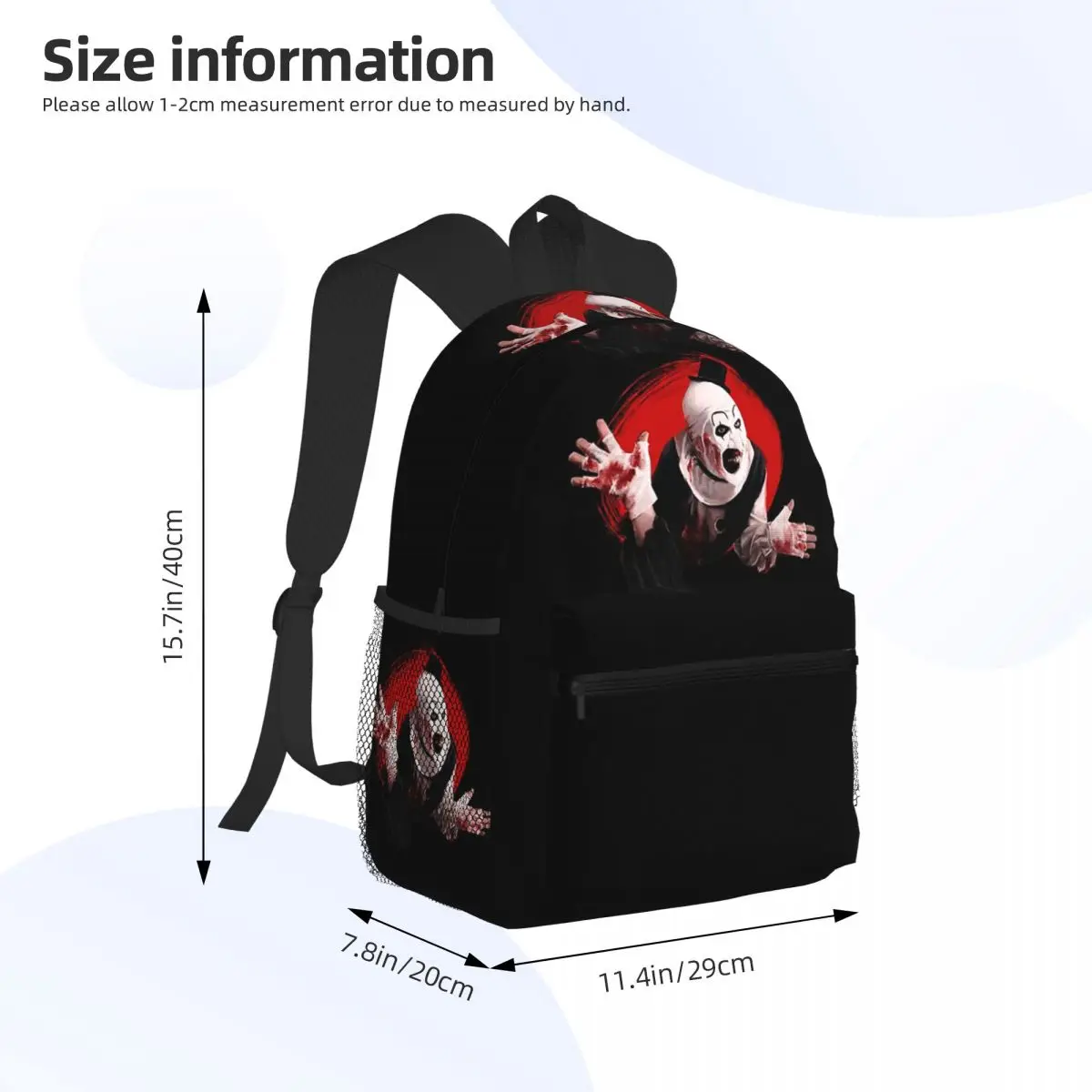 Art The Clown The Creepy Waving For You Terrifier Студенческий рюкзак Школьная сумка Походный рюкзак для мальчиков и девочек Сумка для книг Сумка на плечо