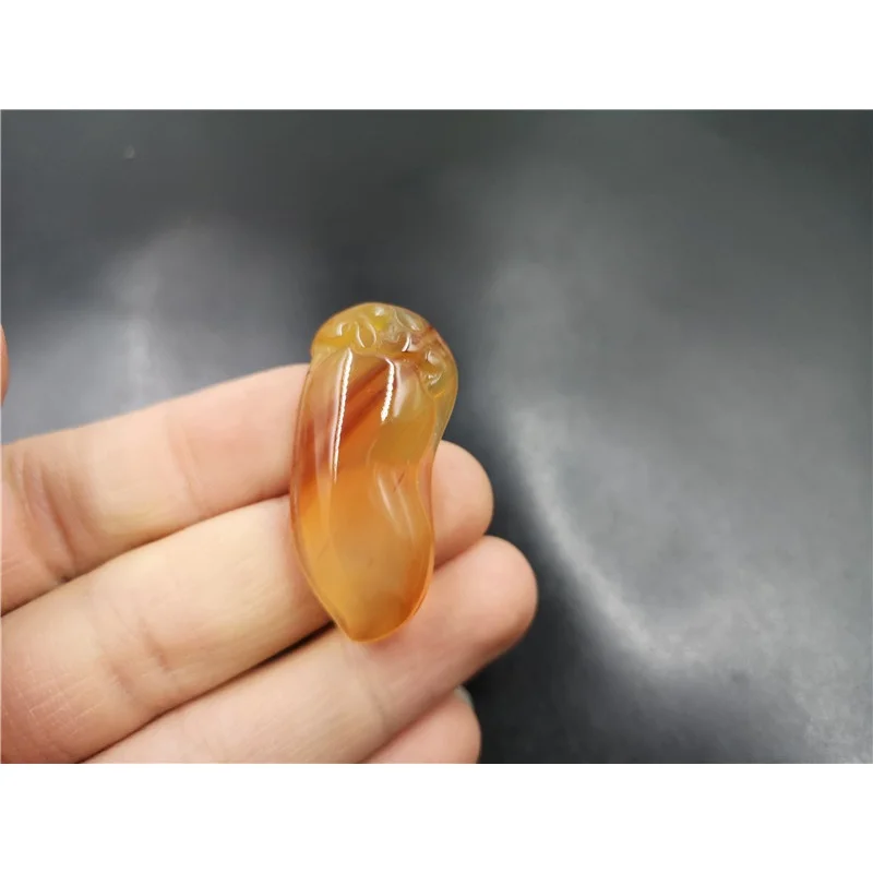 Cheap Jade Pretty Yellow Chalcedony Agate Fu Melon Pendant Fu Lu Shou Agate Water Drop Pendant Jade pendant