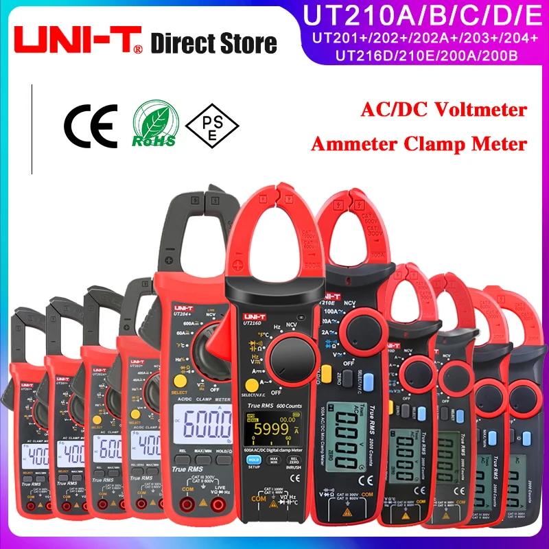 

UNI-T UT210E UT202A UT204 Plus Clamp Meter AC/DC Digital Voltmeter Ammeter Pliers Multimeter Professional Electrical Multitester