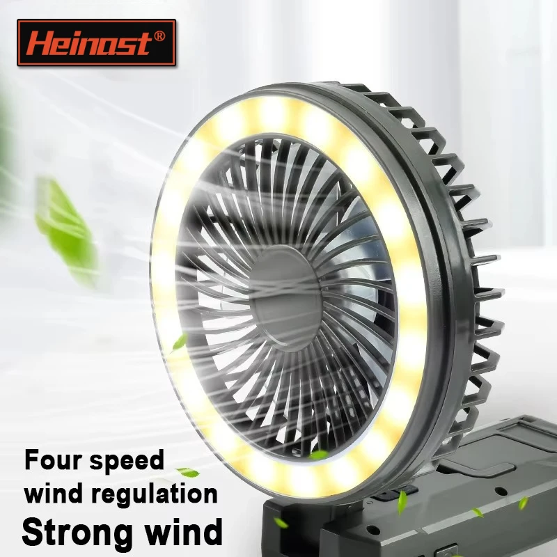

Heinast JB-2508 Camping Lantern LED Handheld Fan Light 18650 Built in Battery 4000mAh Remote 20W Wind Powered Atmosphere Light
