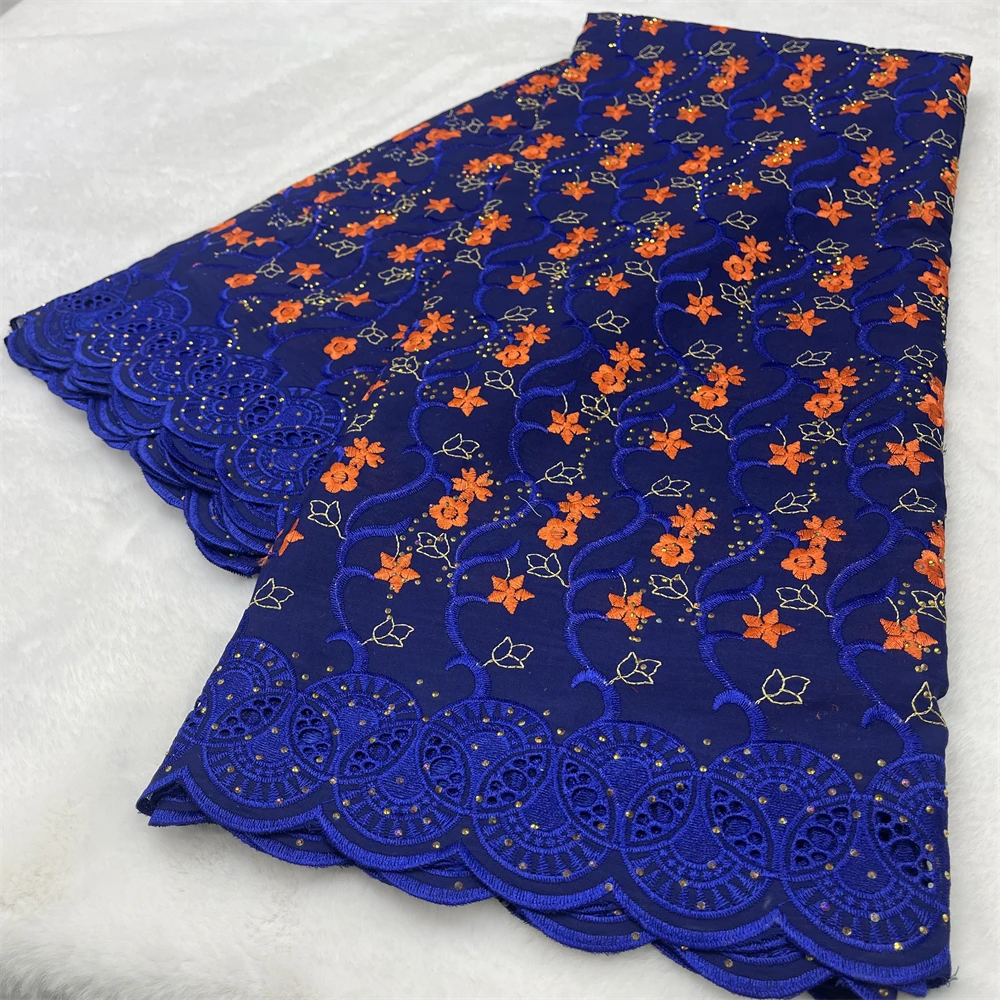 

Cotton Embroidery , Swiss Voile Lace Fabric 5 Yards Nigerian African Lace Party Women Dress Material