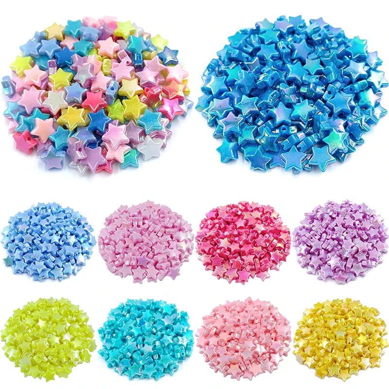 50Pcs 11mm Star Shape Acrylic Beads AB Color Cute For Jewelry Making DIY Necklace Bracelet Pendant Wholesale Phone Chains