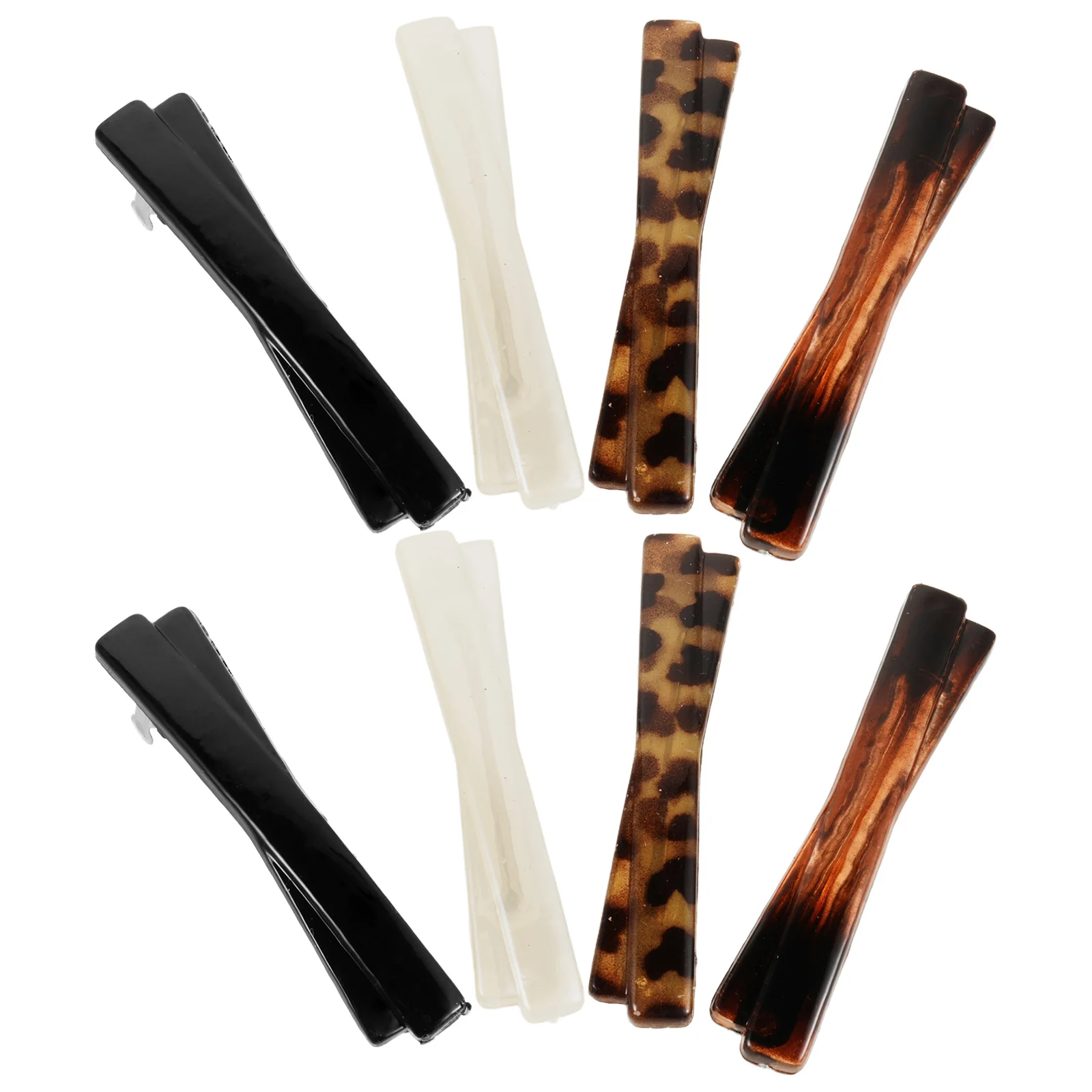 

8pcs Leopard Print Clips For Women Vintage French Barrettes Automatic Non-Slip Hair Holders Thick Thin Long Short