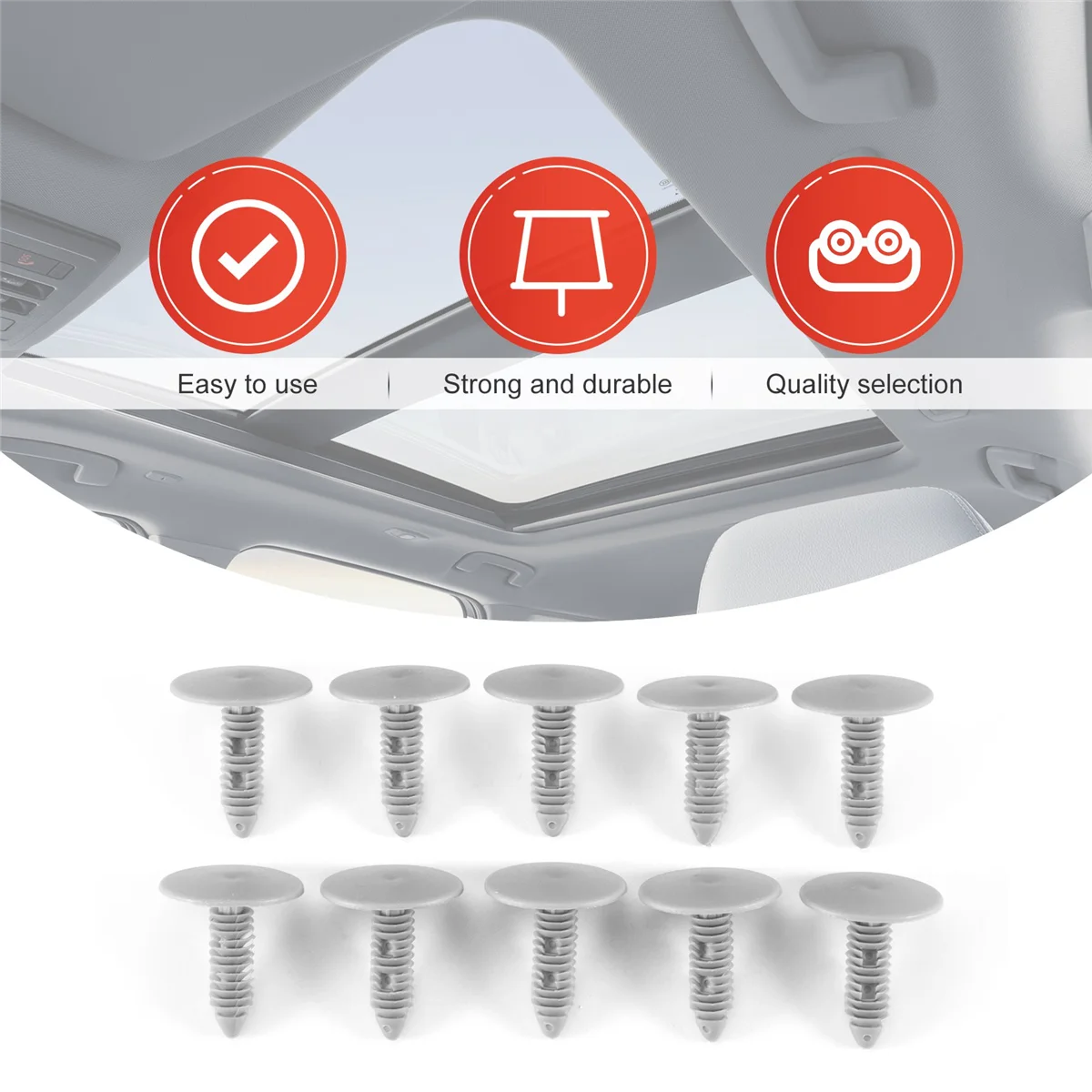 20 Pcs Gray Plastic Car Trim Clips Rivet Fastener 6mm Hole 26mm Head