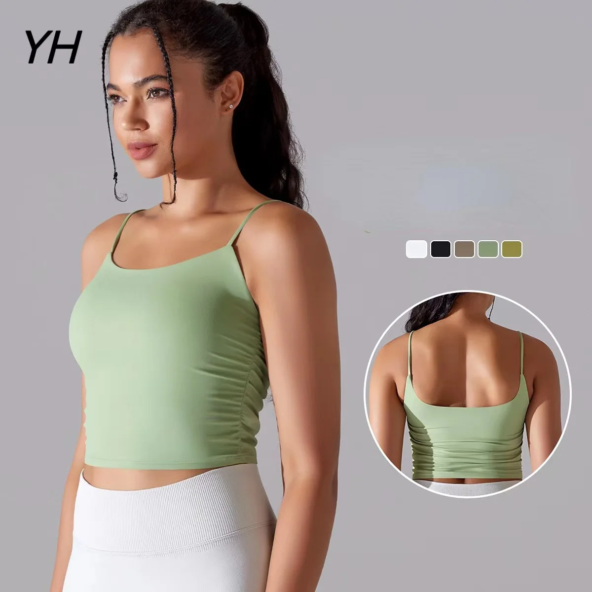 2023New Yoga Bra Tight Sports Tank Fitness Vest Top Strap Sexy Women Gym Shockproof Underwear Comfortable Fitness With Chest Pad