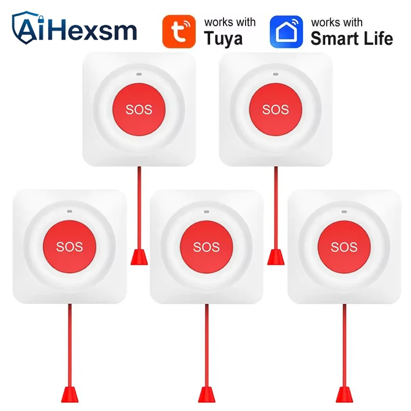 

Умная беспроводная кнопка аварийного вызова SOS Tuya, кнопка Wi-Fi, концентратор не требуется для детей пожилого возраста, оповещение о безопасности и помощь
