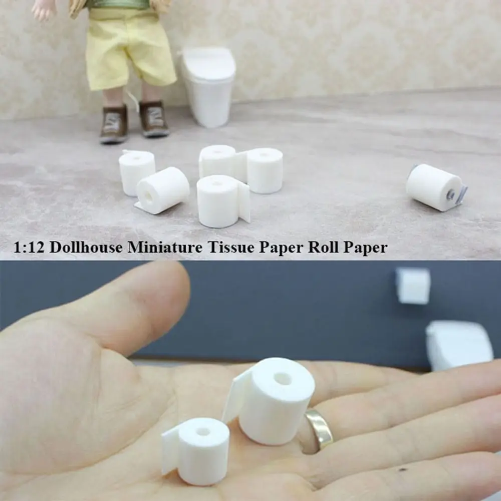 New 1:12 Dollhouse Miniature Paper Mini DIY Tissue Paper with Stand Model Roll Paper Dollhouse Decor