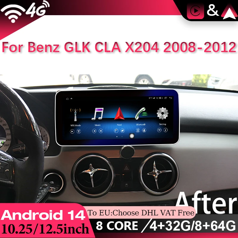 

Android 14 AUTO Carplay Navigation For Mercedes Benz GLK X204 2008-2015 GPS Car Video Player Bluetooth Multimedia Screen 4G WIFI