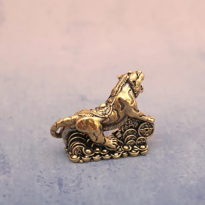Ingot Tiger Crafts Home Desktop Entrance Display Cabinet Copper Decorative Ornaments