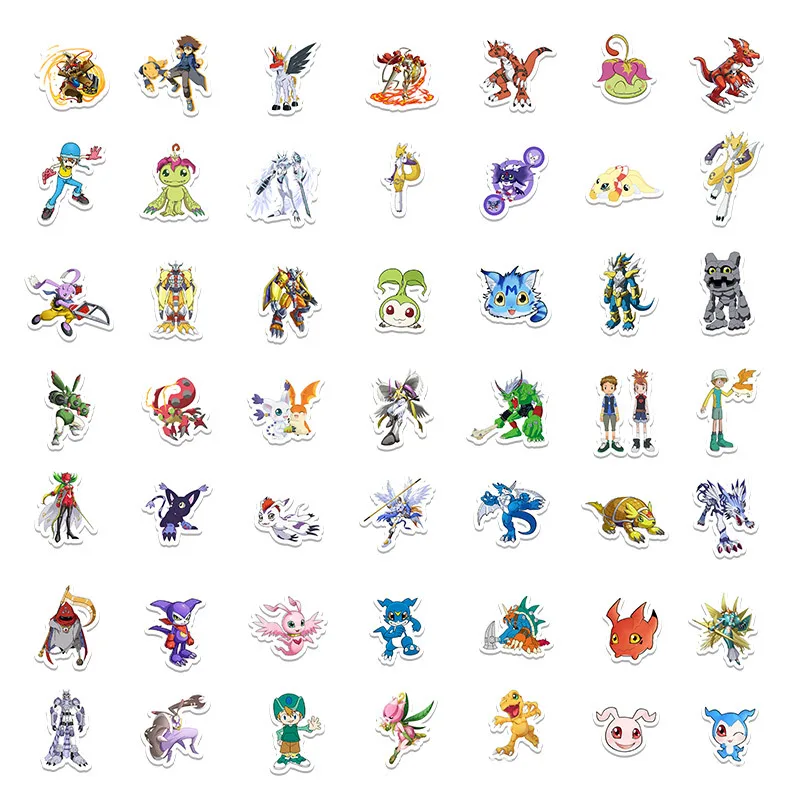 50pcs ‌Digital Monster Anime Sticker Luggage Water Cup Stationery Mobile Phone Scooter Laptop Refrigerator Decoration Sticker