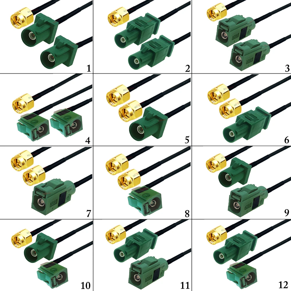 

Y Type 1 to 2 Cable SMA Male Plug to Green Fakra E Male Plug+Fakra E Female Jack Connector 50ohm RF Coaxial Cable Jumper Pigtail