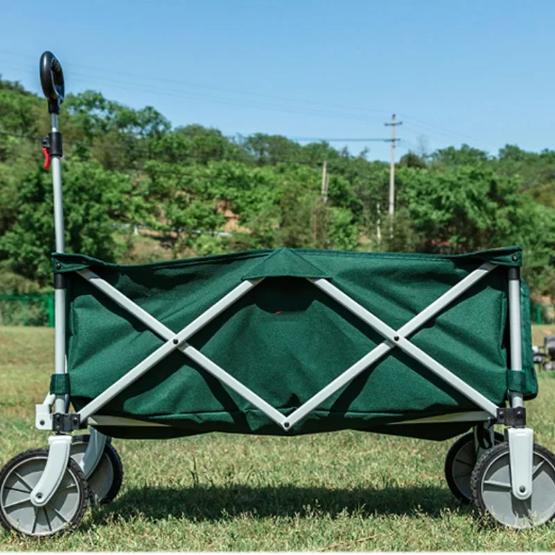 Bundled Folded Small Size Outdoor Folding Cart Camp Car Camping Picnic Four-wheel Trailer Fishing Rod Portable Shopping Cart