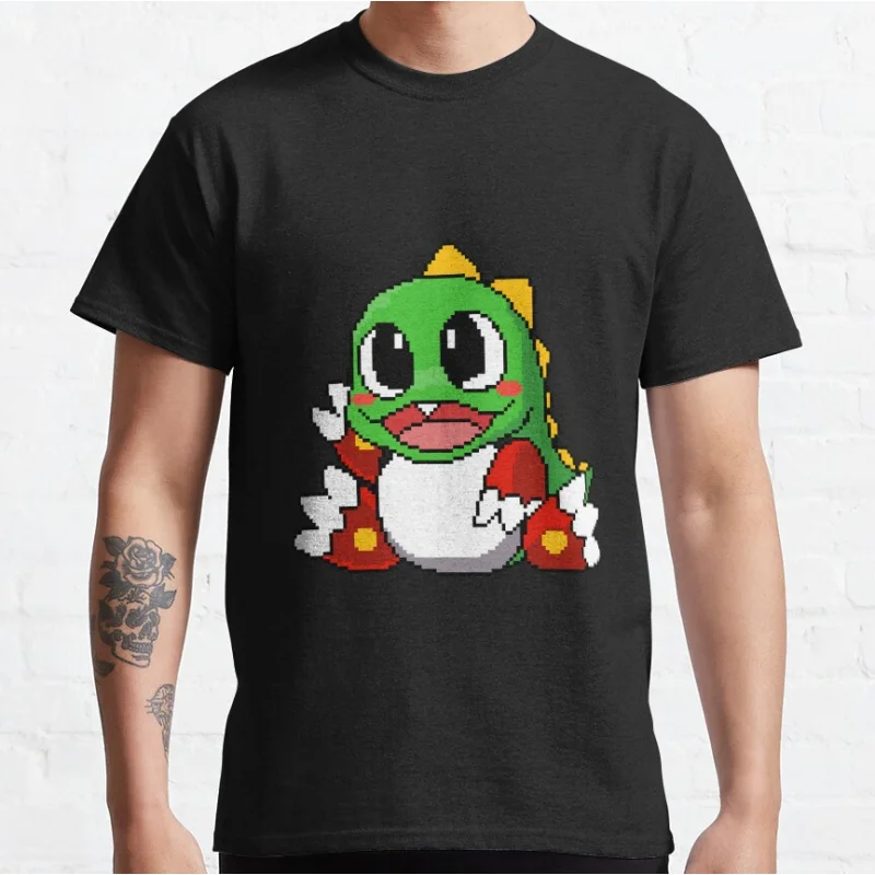 

bubble bobble 80s Vintage Japan Arcade game Bubble Bobble Retro Cute Dragon graphic t shirts large size tops S-6xl