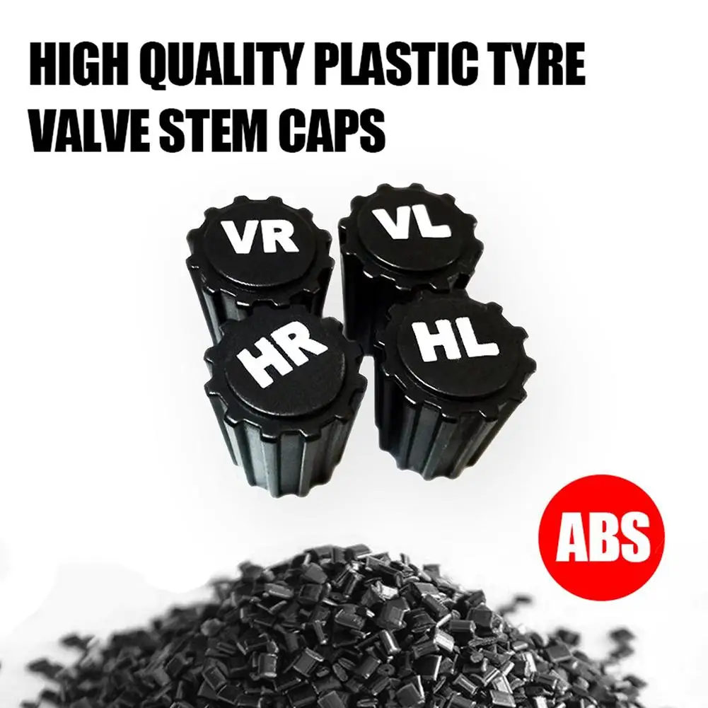 8pcs Valve Caps Tyre Tire Valve Stem Dust Caps Dustproof Wheel Air Valve Cover With VR VL HR HL Printing ABS plastic