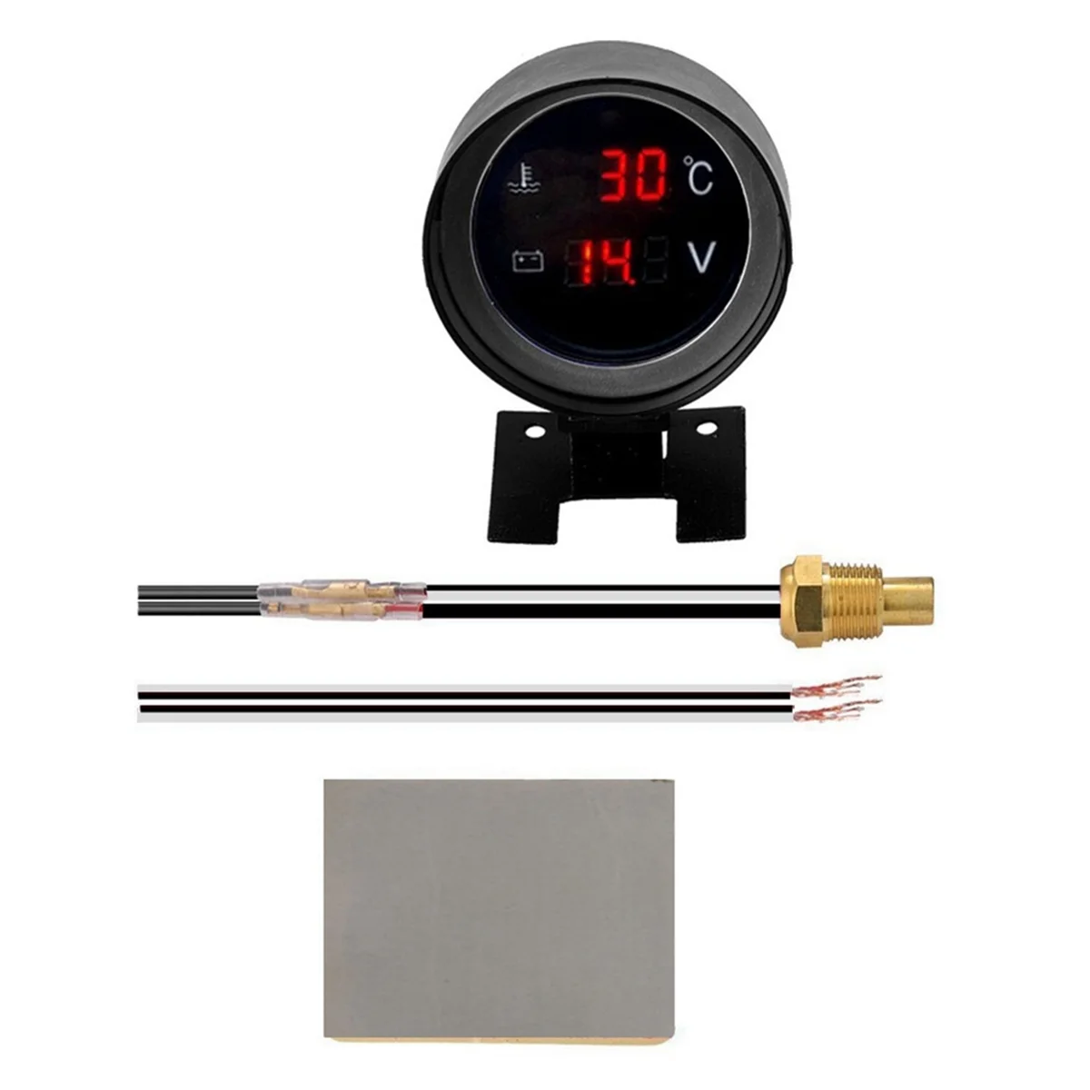 2 in 1 12V 24V Round Led Digital Car Truck Water Temp Gauge Temperature Sensor Temperatura Moto Voltage Meter Red