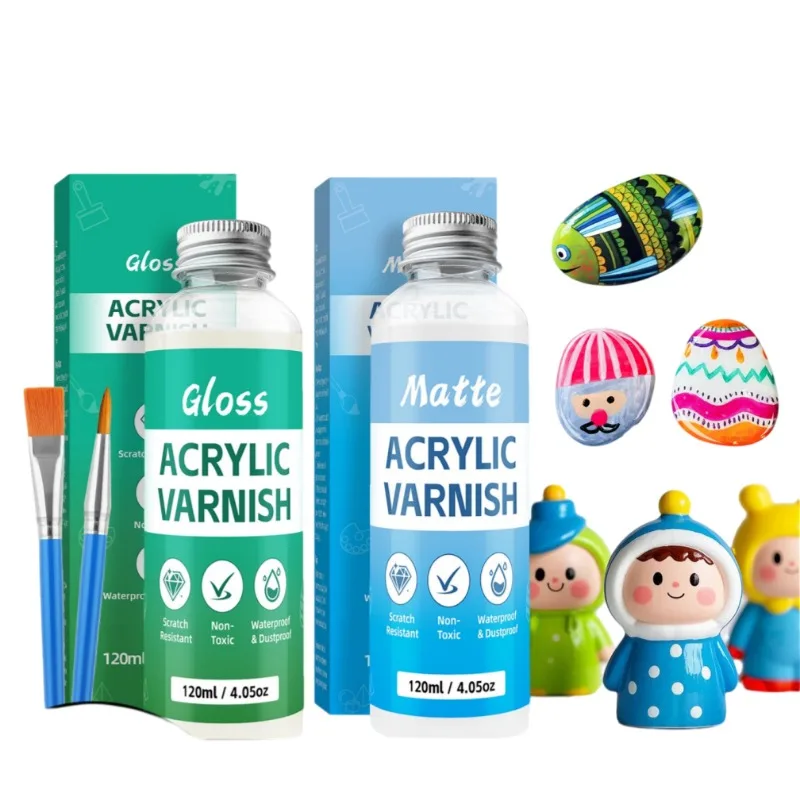 60ml 120ml Water Based Acrylic Varnish Gloss Matte Sealant Dustproof Top Coat for Plaster Doll Fluid Bear DIY Handmade Craft
