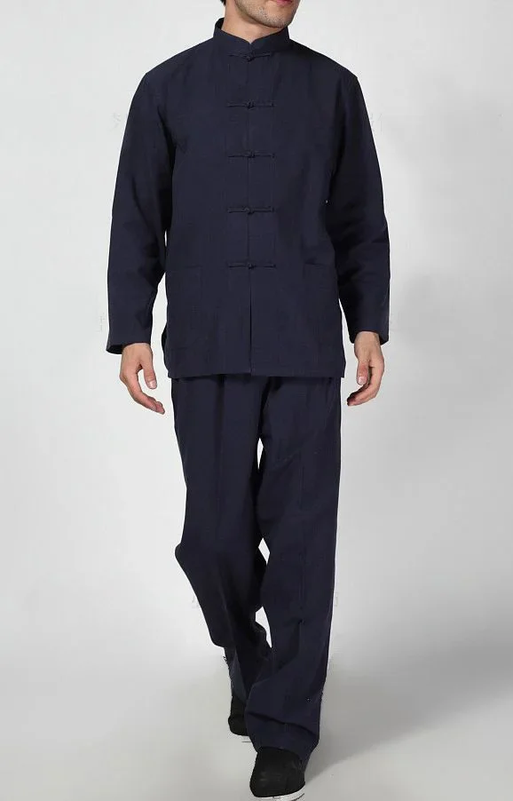 

High Quality men Old coarse cotton wing chun tang suits men tai chi kung fu uniforms lay meditation martial arts clothing sets