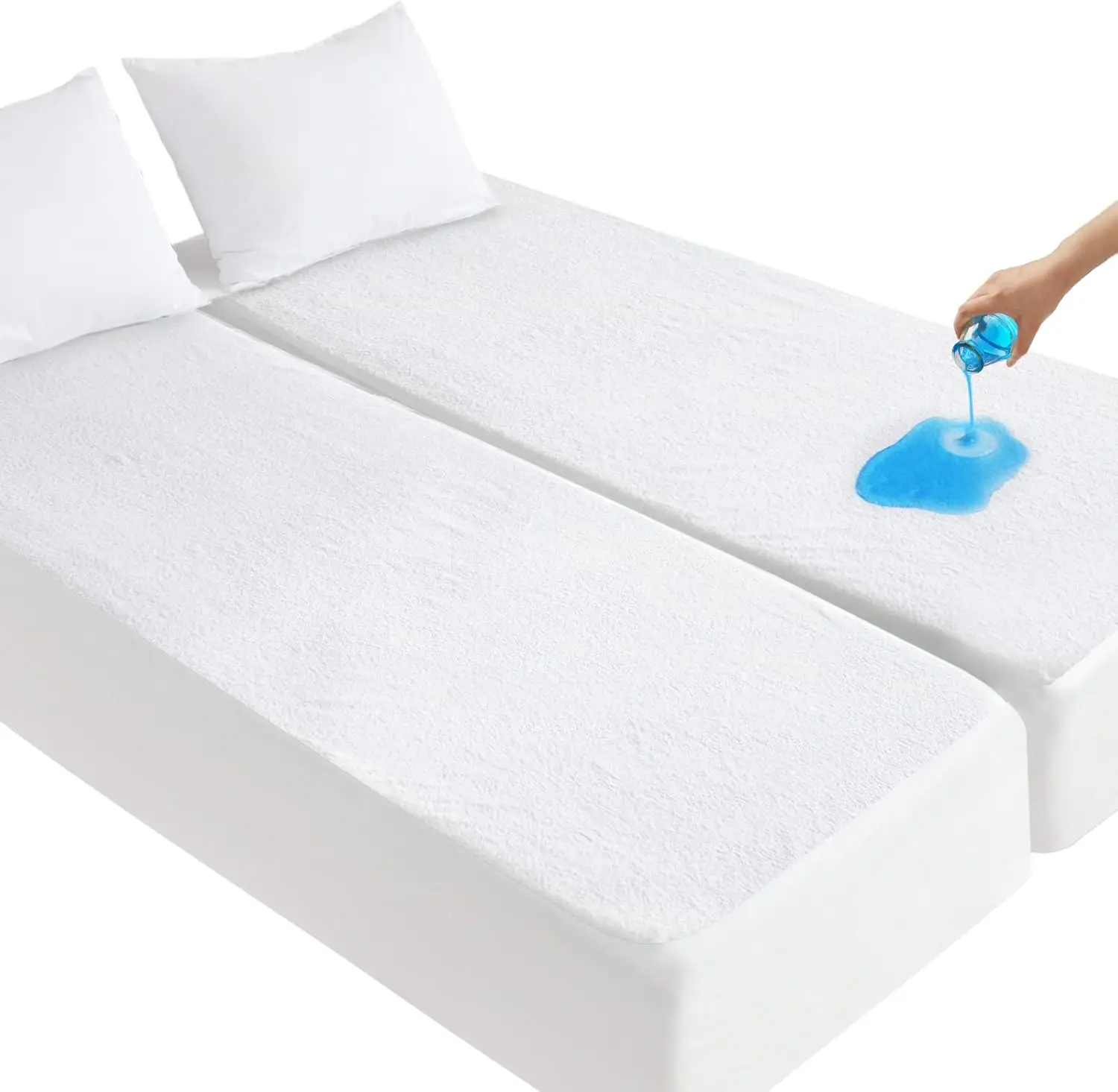 

Split King Mattr Protector For Adjustable Bed Waterproof Split King Sheets Fitted Up - 14'' Terry Mattr Pad Cover Protector