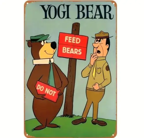 Vintage Yogi Bear Cartoon Metallschild Retro Wanddekoration Dekor-Aluminium