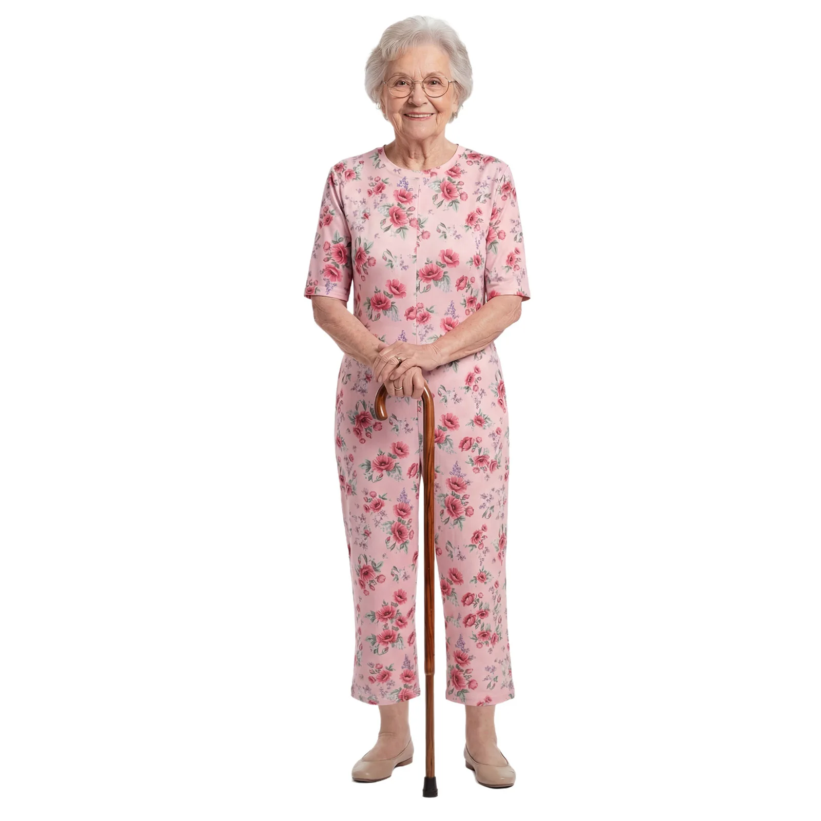 بدلة قطعة واحدة مخططة بأكمام طويلة وسحاب للرجال والنساء المسنين، مقاومة للانزلاق، لذوي الاحتياجات الخاصة والمعاقين