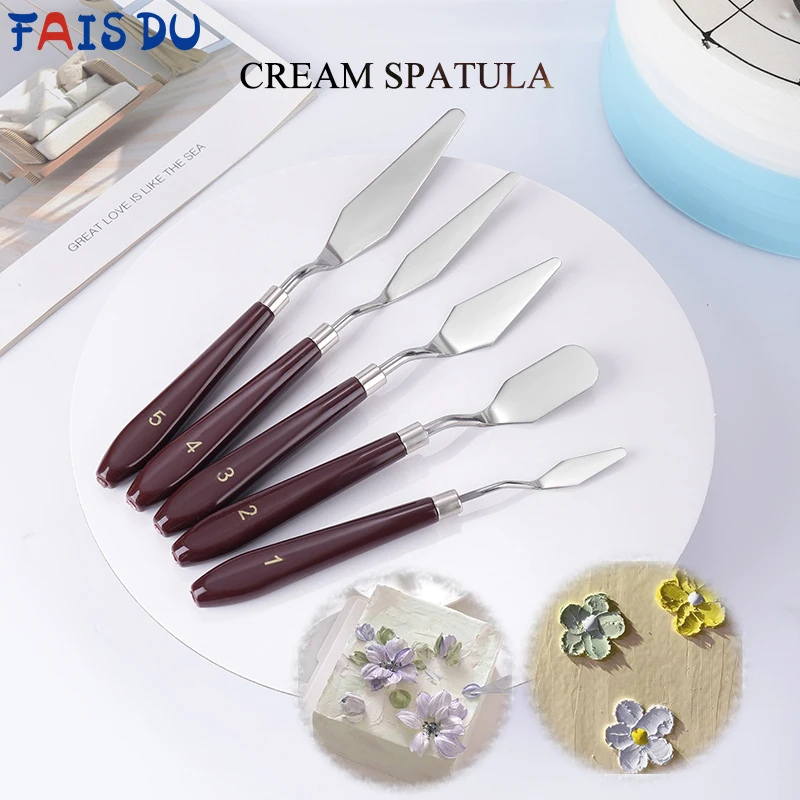 FAIS DU Cake Spatula 5 Piece/Set Baking Pastry Tool Toner Tool Stainless Steel Oil Painting Knives Scraper Art Tools