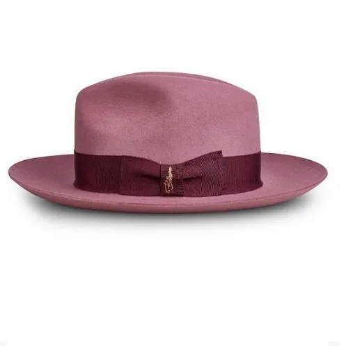 

Retro 100% Wool Fedoras Hats Men with Knot Blue Big Brim Dancing Hat Cool Europe High-end Street Caps Cocktail Party Luxury Cap