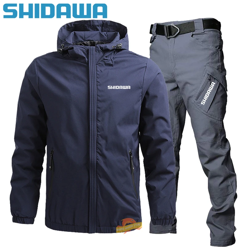 Men's Thin Fishing Suits, Tactical Pants, Sunscreen Sets, Breathable Hooded, Windproof Baseball Jackets, Outdoor, Spring, Autumn