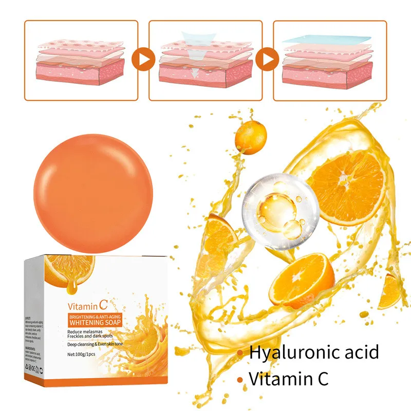 vitamin C Soap Original Whitening Soap For The Face Remove Black Acid Glycerin Deep Face Cleaning Brighten Skin Handmade Soap