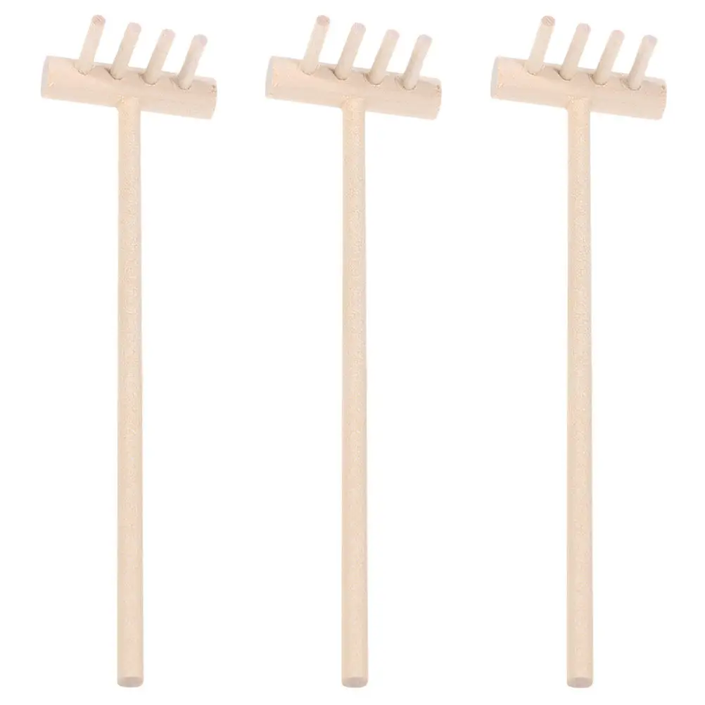 3Pcs Bamboo Tabletop Zen Garden Miniature Rake Set Sand Sandbox Accessories for Desktop Mini Zen Sand Rake Garden Tools for Desk