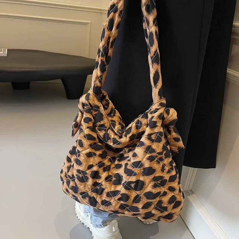 Foreign Style Leopard Print Printing Single Room Oblique Span Women's Open Cloth Bag Korean Version Concave Leisure Bag Tide