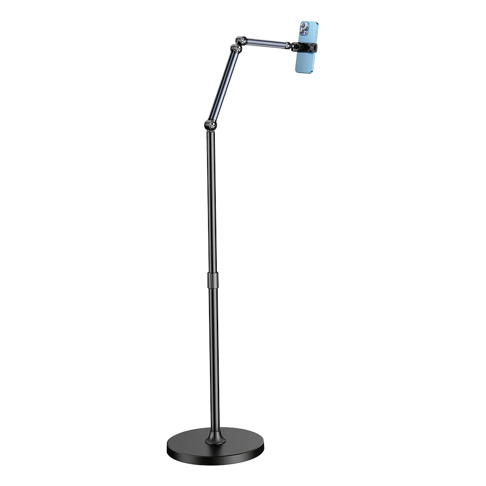 Heavy Duty Aluminium Universal Phone Tablet Floor Stand Adjustable Height Flexible Mechanical Arm Hands Free