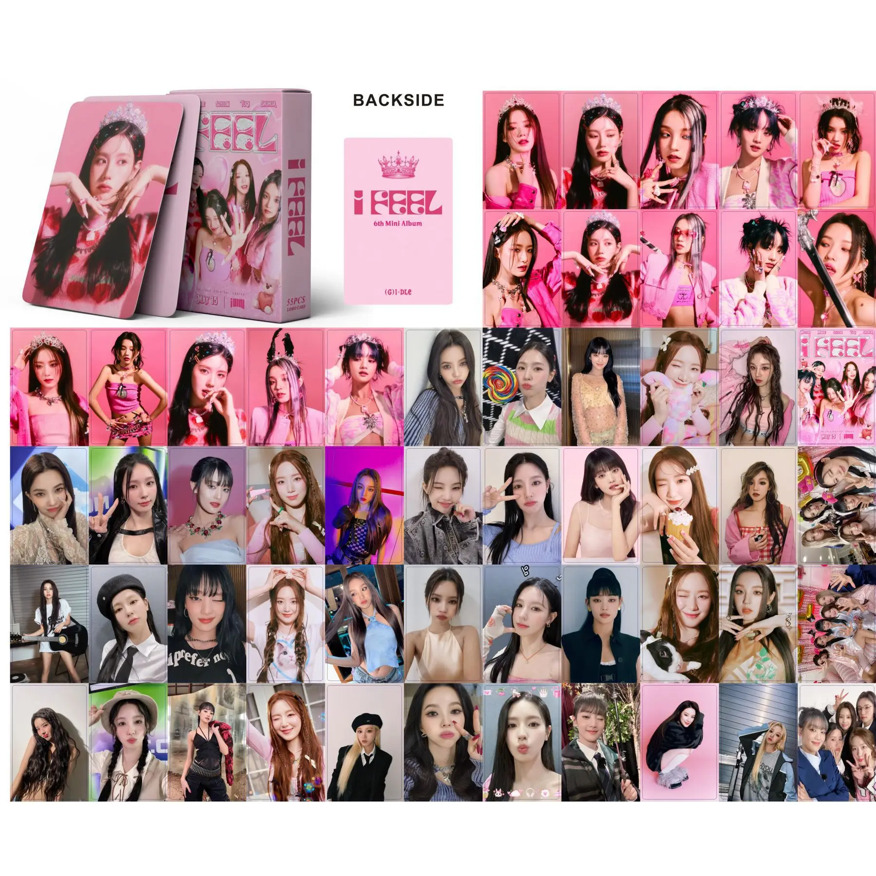 Kpop Gidle Inever Die Lomoカード、g I-DLEアルバム、女の子i Burnフォトカード、ポストカードファンギフト、1セットあたり55個