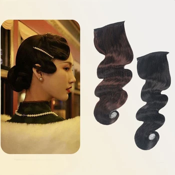 Perruque ondulée Vintage à la mode, chapeau à frange pour femmes, Extension de cheveux, perruques longues et bouclées, chignon spatial, bandeau Surround pour usage quotidien