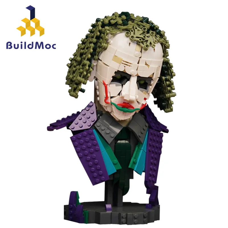 BuildMOC Assembled Building Blocks Toy Hero Clown Head Sculpture Portrait Bust Bust Ornament