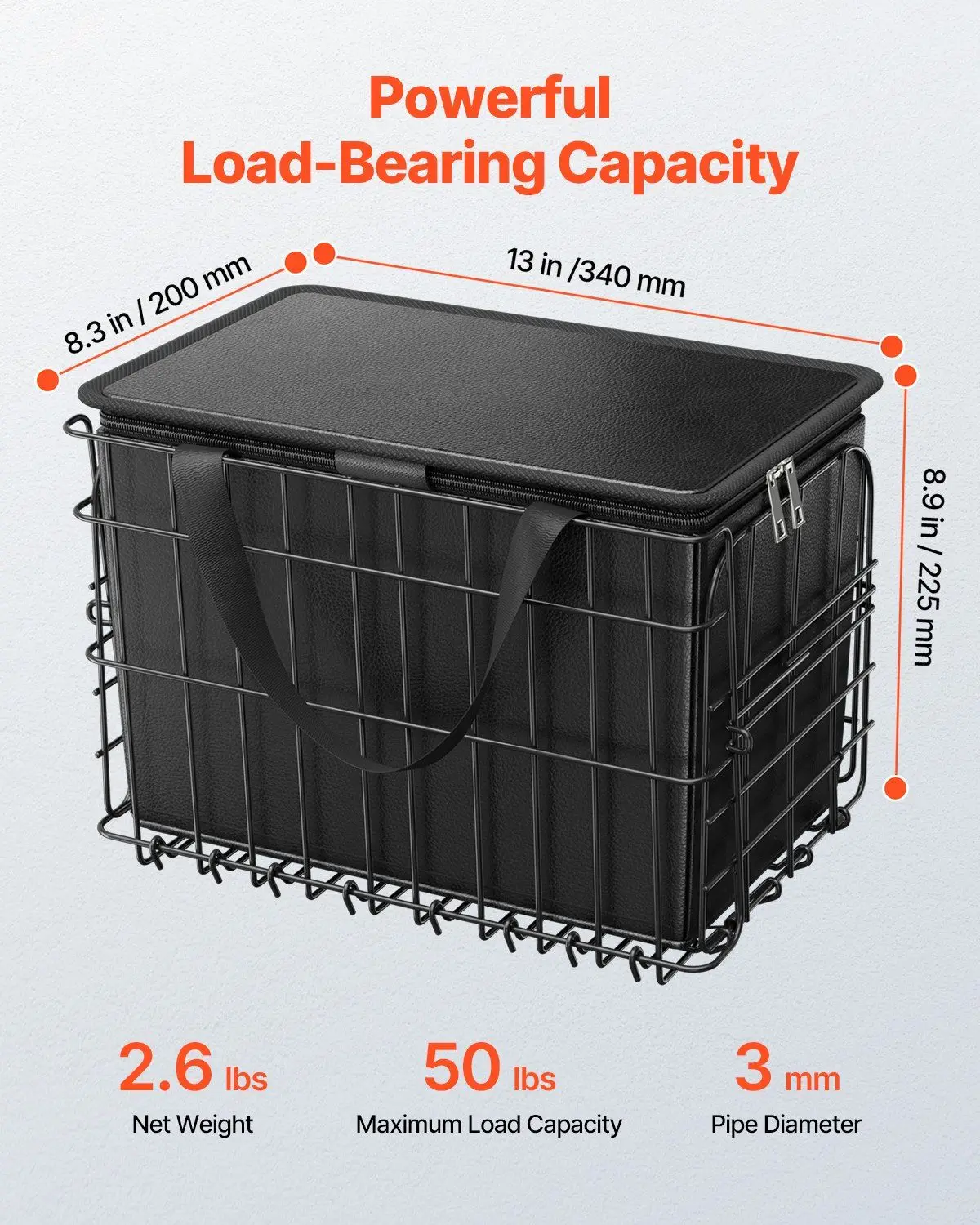 Zusammenklappbarer Fahrradkorb hinten mit Gepäcknetz, herausnehmbarer Innentasche und wasserdichter Abdeckung, Fahrradkorb für den Transport von Lebensmitteln und Haustieren